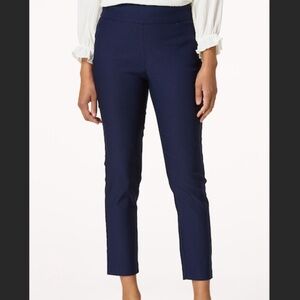 NWT Cato Women's Pitch Navy Blue Petite Solid Bengaline Ankle Pants, size 10P